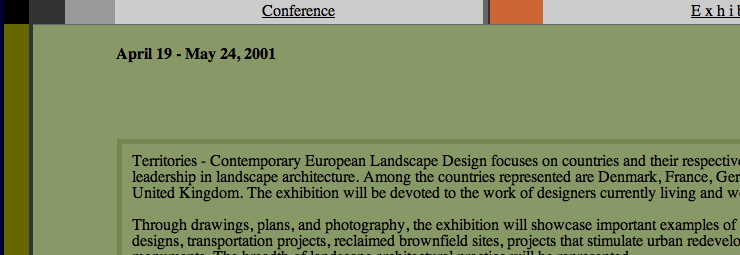 Website design for Harvard Graduate School’s Territories Exhibition and Conference.